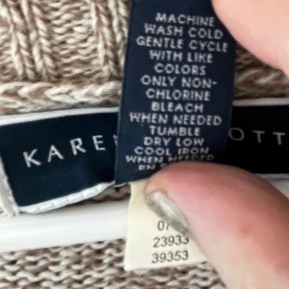 Karen Scottt Duster Cardigan M in Tan Classic Cable Knit Pre-Owned Excellent - Picture 11 of 14